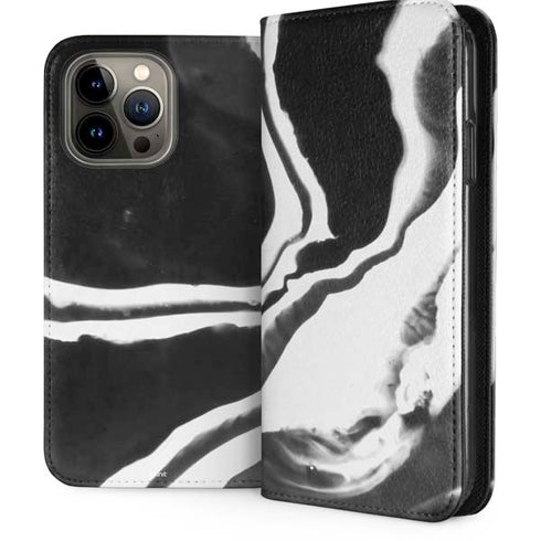 Black Marble Ink iPhone 15 Pro Max Folio Case